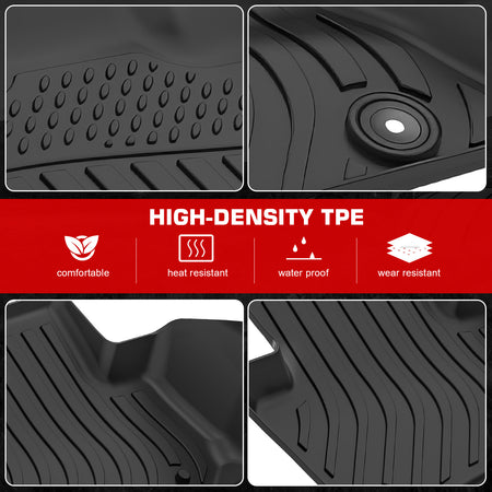 IKON MOTORSPORTS 3D TPE Floor Mats, Compatible with 2021-2025 Land Rover Range Rover Velar, All Weather Waterproof Non-Slip Floor Liners, Front & 2nd Row Full Set Interior Accessories, Black