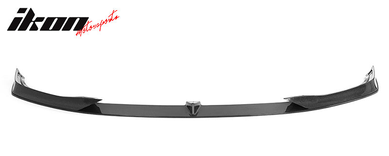 IKON MOTORSPORTS, Front Bumper Lip Compatible With 2021-2025 Tesla Model S Sedan 4-Door, Gloss Black V Style Real Carbon Fiber Add On Air Dam Front Chin Spoiler Lower Valance 3PCS, 2022