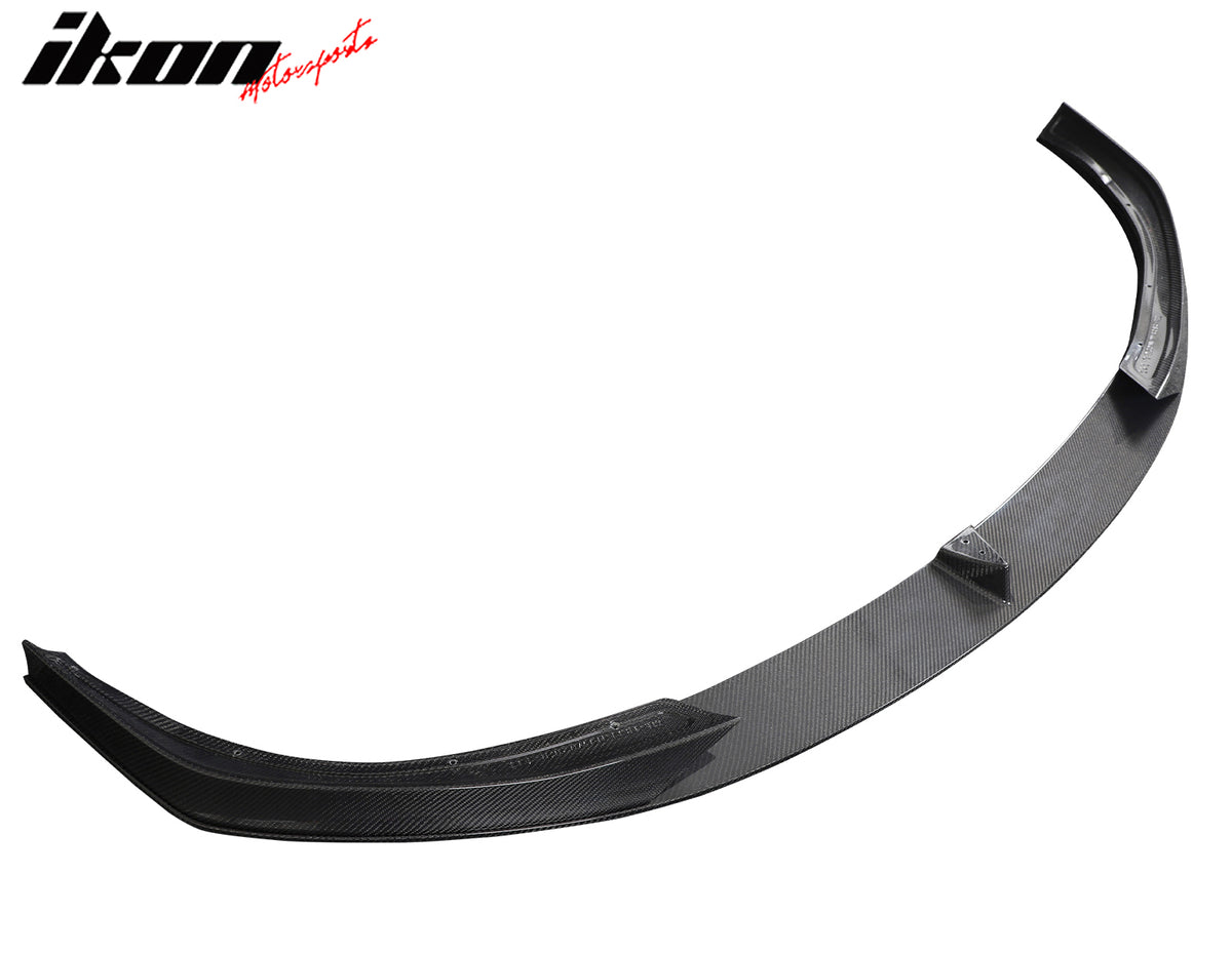 Fit 21-25 Tesla Model S V Style Gloss Black Carbon Fiber CF Front Bumper Lip 3PC