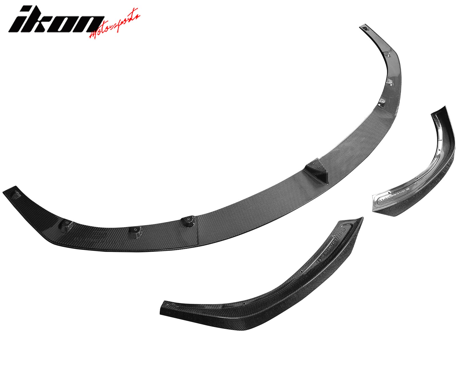 Fit 21-25 Tesla Model S V Style Gloss Black Carbon Fiber CF Front Bumper Lip 3PC