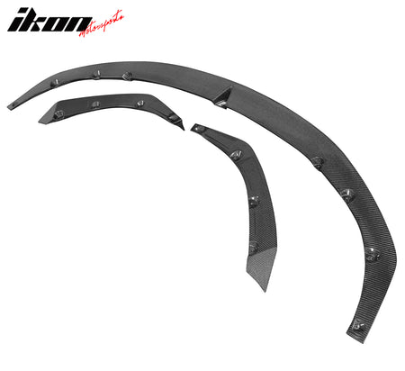 Fit 21-25 Tesla Model S V Style Gloss Black Carbon Fiber CF Front Bumper Lip 3PC