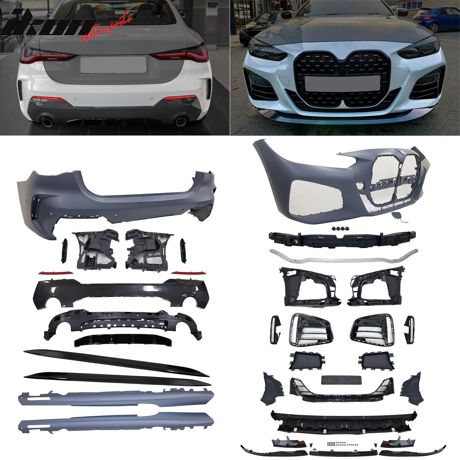 2021 - 2025 BMW 4 - Series G22 G23 Front + Rear Bumper Cover + Side SkirtsIkon Motorsports