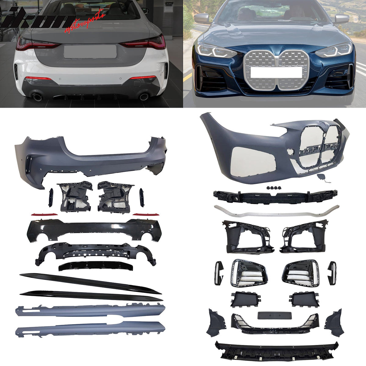 2021 - 2025 BMW 4 - Series G22 G23 Front + Rear Bumper Cover + Side SkirtsIkon Motorsports