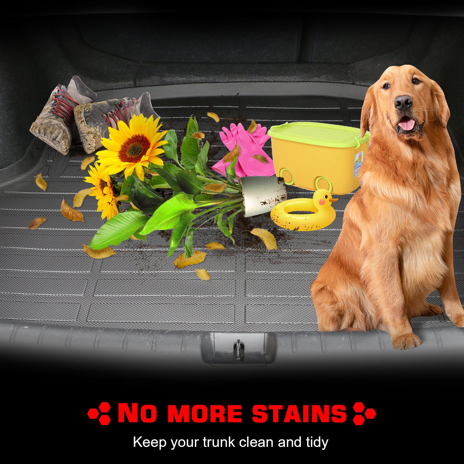 IKON MOTORSPORTS TPE Cargo Trunk Liner, Compatible with 2021-2025 BMW G23 4 Series & 22-25 G83 M4 Convertible, Custom Fit All Weather Protection Heavy Duty Rear Trunk Tray Cargo Mats Protector, Black