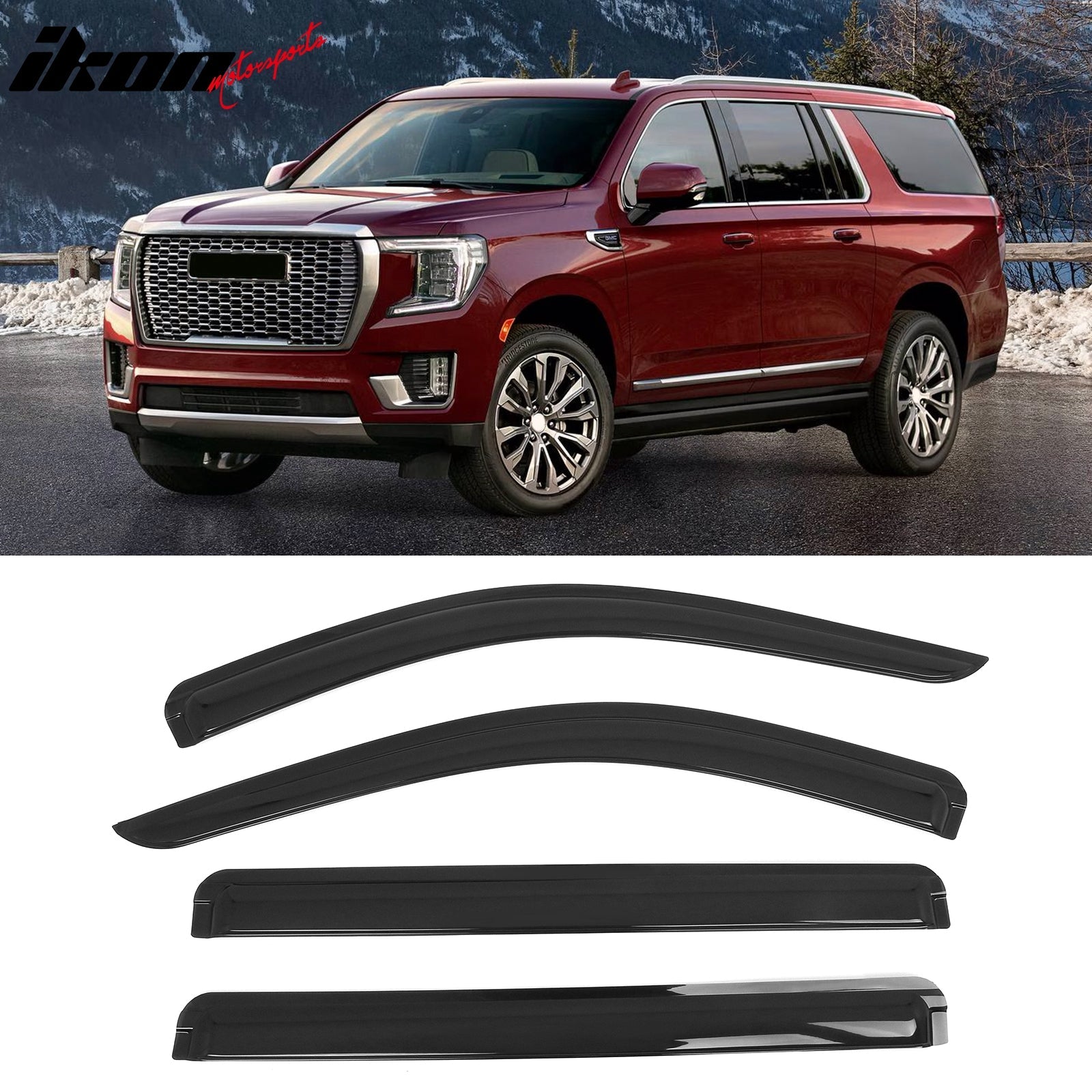 2021 - 2025 Chevrolet Suburban & GMC Yukon XL 4PCS Tape on Window VisorsIkon Motorsports