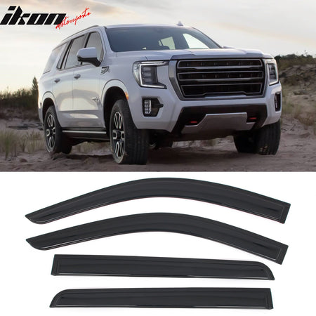 2021 - 2025 Chevy Tahoe & GMC Yukon 4PCS Tape on Window Visors GuardsIkon Motorsports