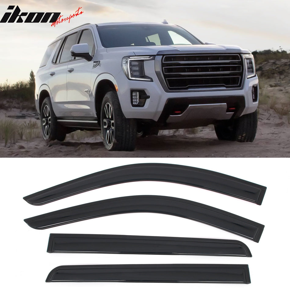 2021 - 2025 Chevy Tahoe & GMC Yukon 4PCS Tape on Window Visors GuardsIkon Motorsports