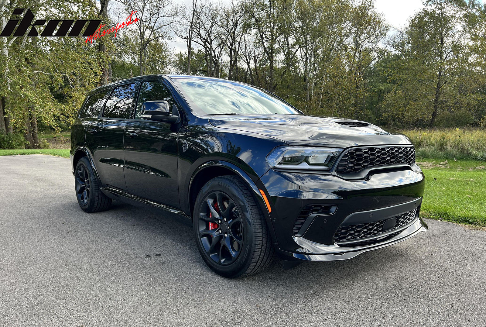 Fits 21-25 Dodge Durango Front Bumper Lip 21+ Hellcat Style Gloss Black Spoiler