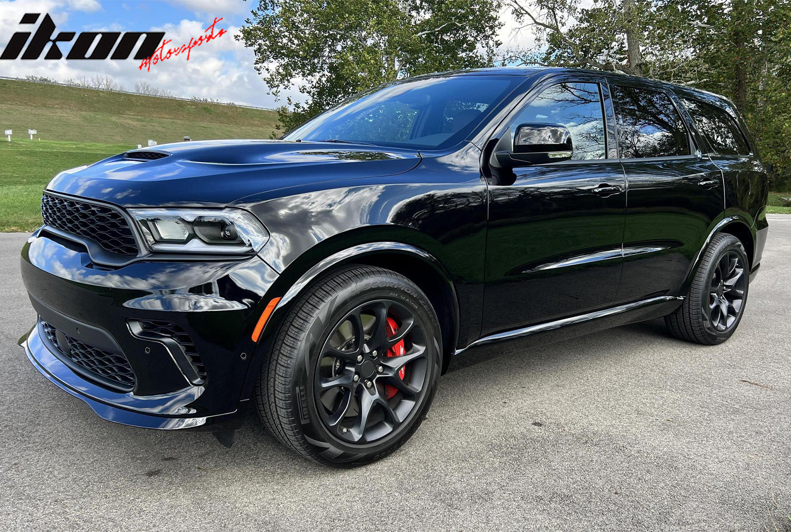 Fits 21-25 Dodge Durango Front Bumper Lip 21+ Hellcat Style Gloss Black Spoiler
