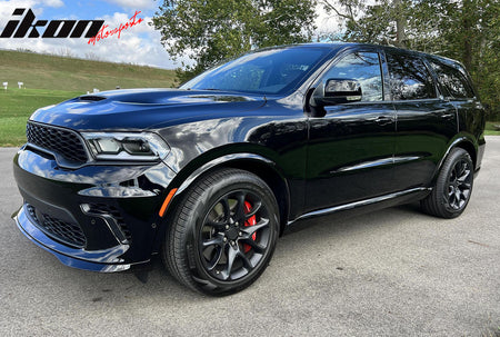 Fits 21-25 Dodge Durango Front Bumper Lip 21+ Hellcat Style Gloss Black Spoiler