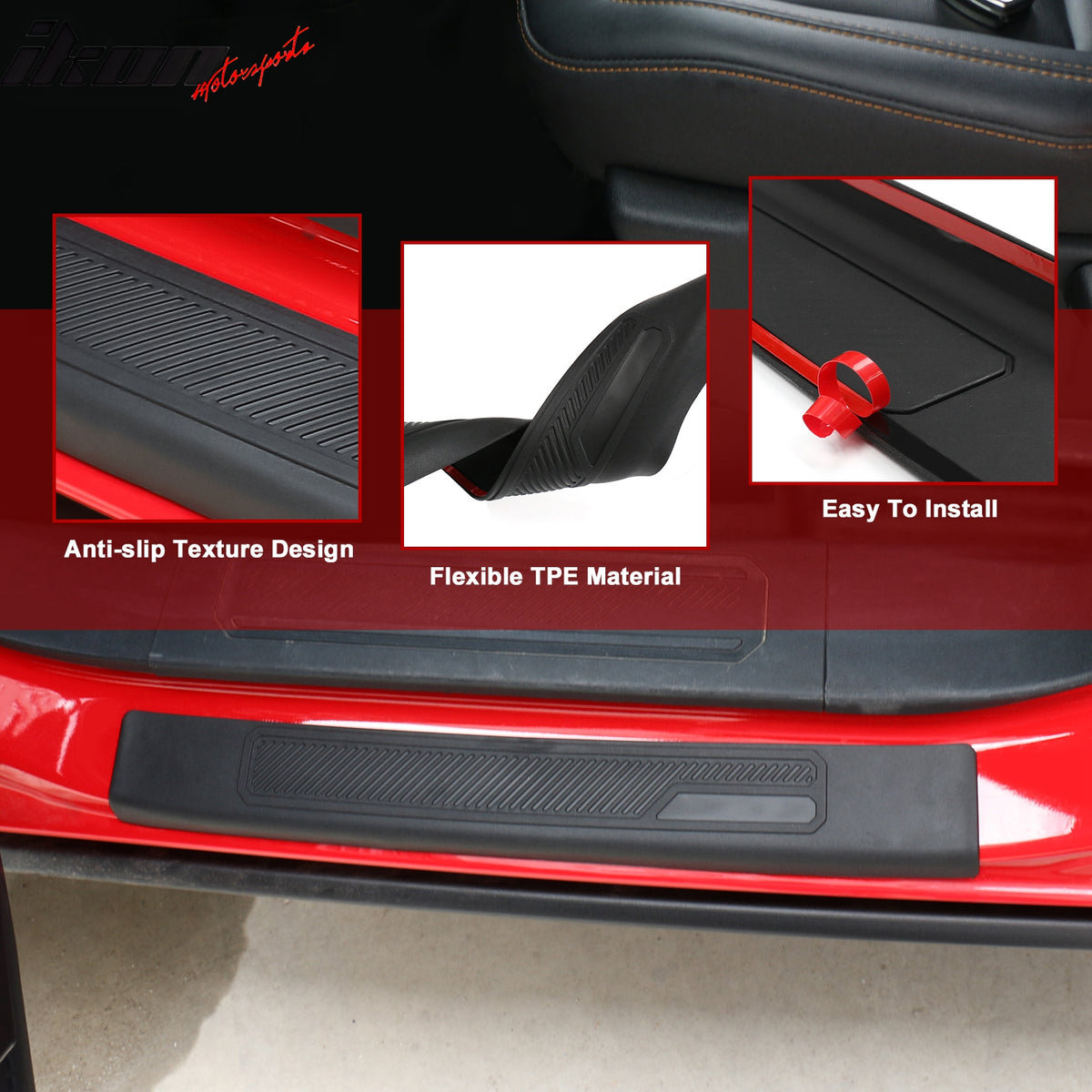 Fits 21-25 Ford Bronco 4 Door Black TPE Door Edge Guard Sill Protector Cover 4PC