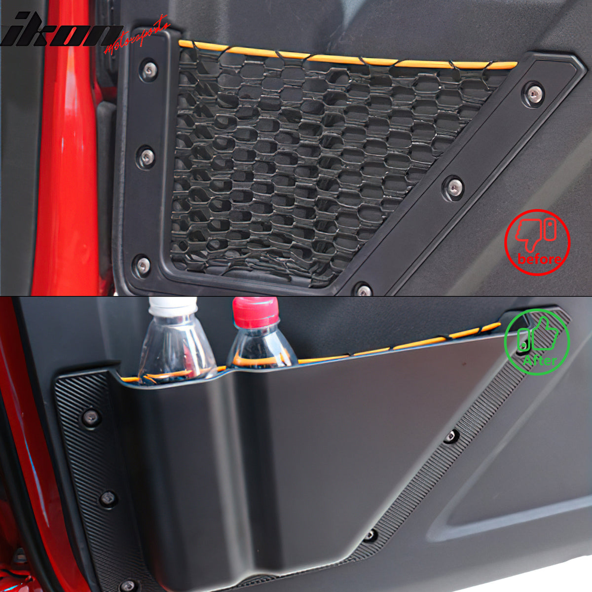 Fits 21-25 Ford Bronco 2/4 Door Black Front Door Storage Pocket Box TPE + ABS