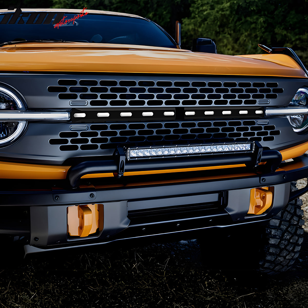 Fits 21-25 Ford Bronco 2/4 Door Black Front Grille Light Strip LED Dynamic Lamps