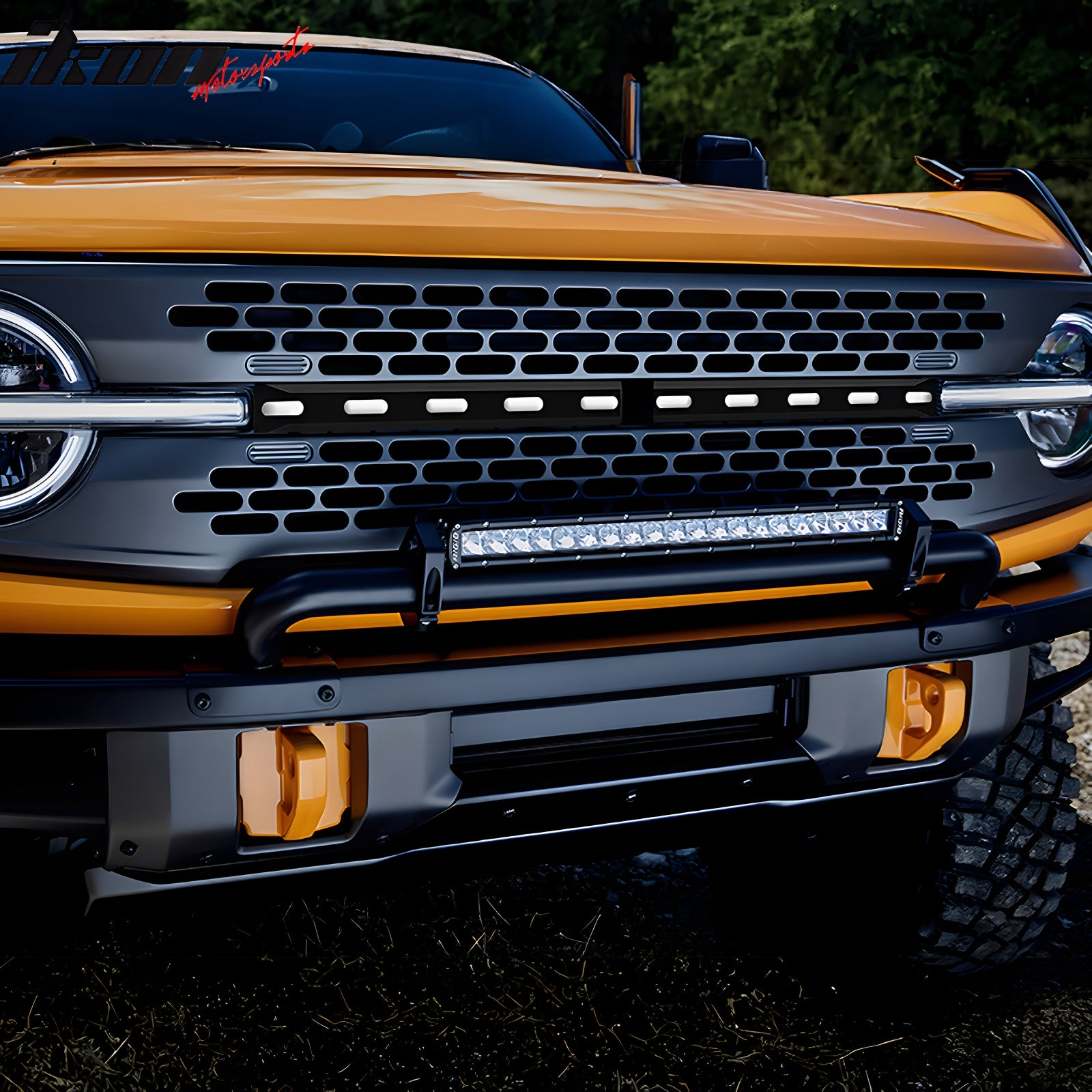 Fits 21-25 Ford Bronco 2/4 Door Black Front Grille Light Strip LED Dynamic Lamps