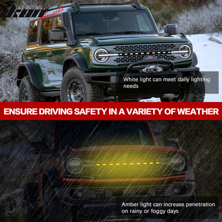 Fits 21-25 Ford Bronco 2/4 Door Black Front Grille Light Strip LED Dynamic Lamps