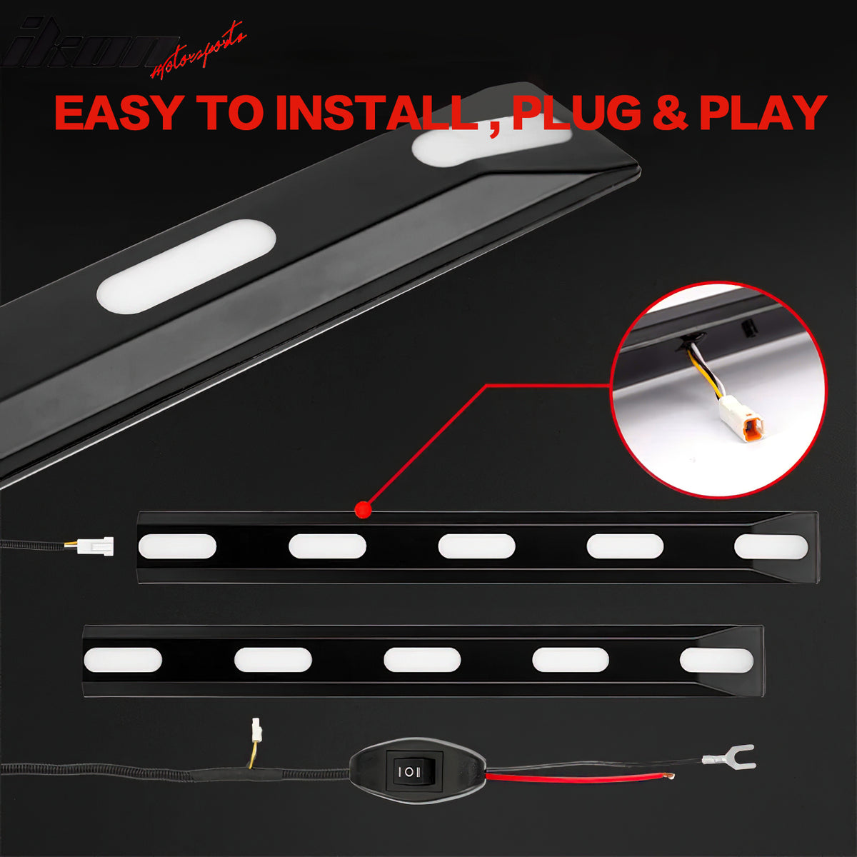 Fits 21-25 Ford Bronco 2/4 Door Black Front Grille Light Strip LED Dynamic Lamps