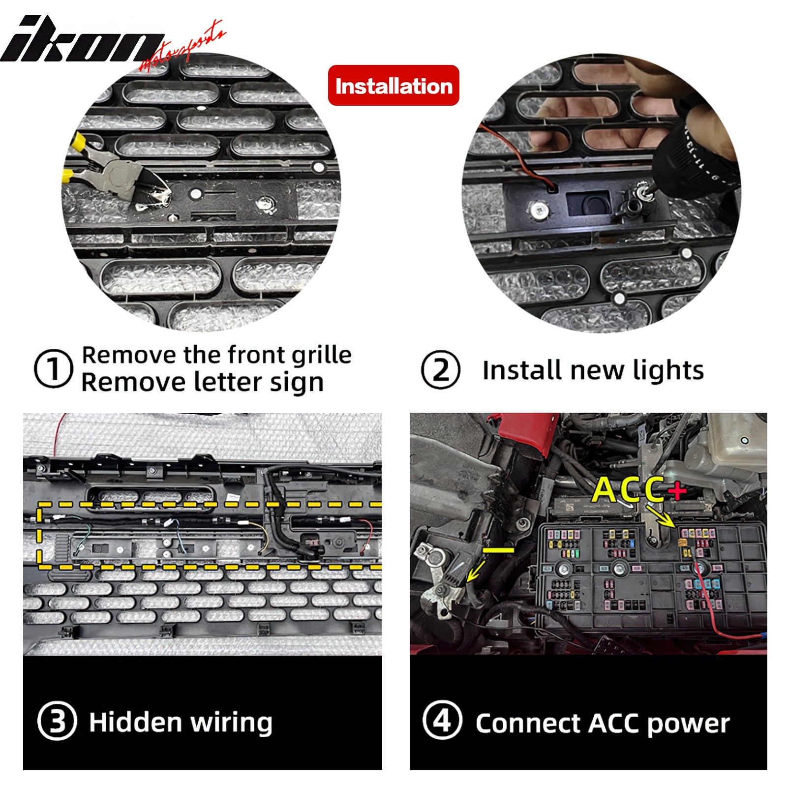 Fits 21-25 Ford Bronco 2/4 Door Black Front Grille Light Strip LED Dynamic Lamps