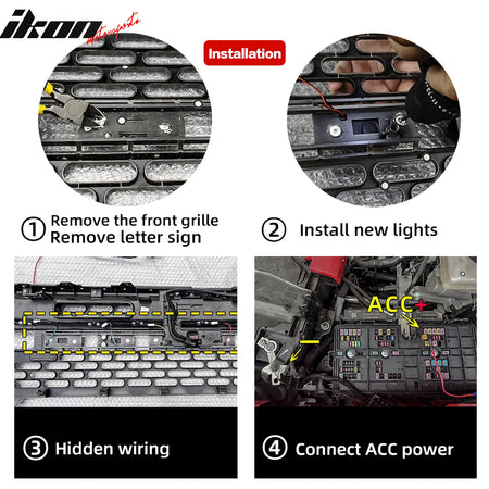Fits 21-25 Ford Bronco 2/4 Door Black Front Grille Light Strip LED Dynamic Lamps