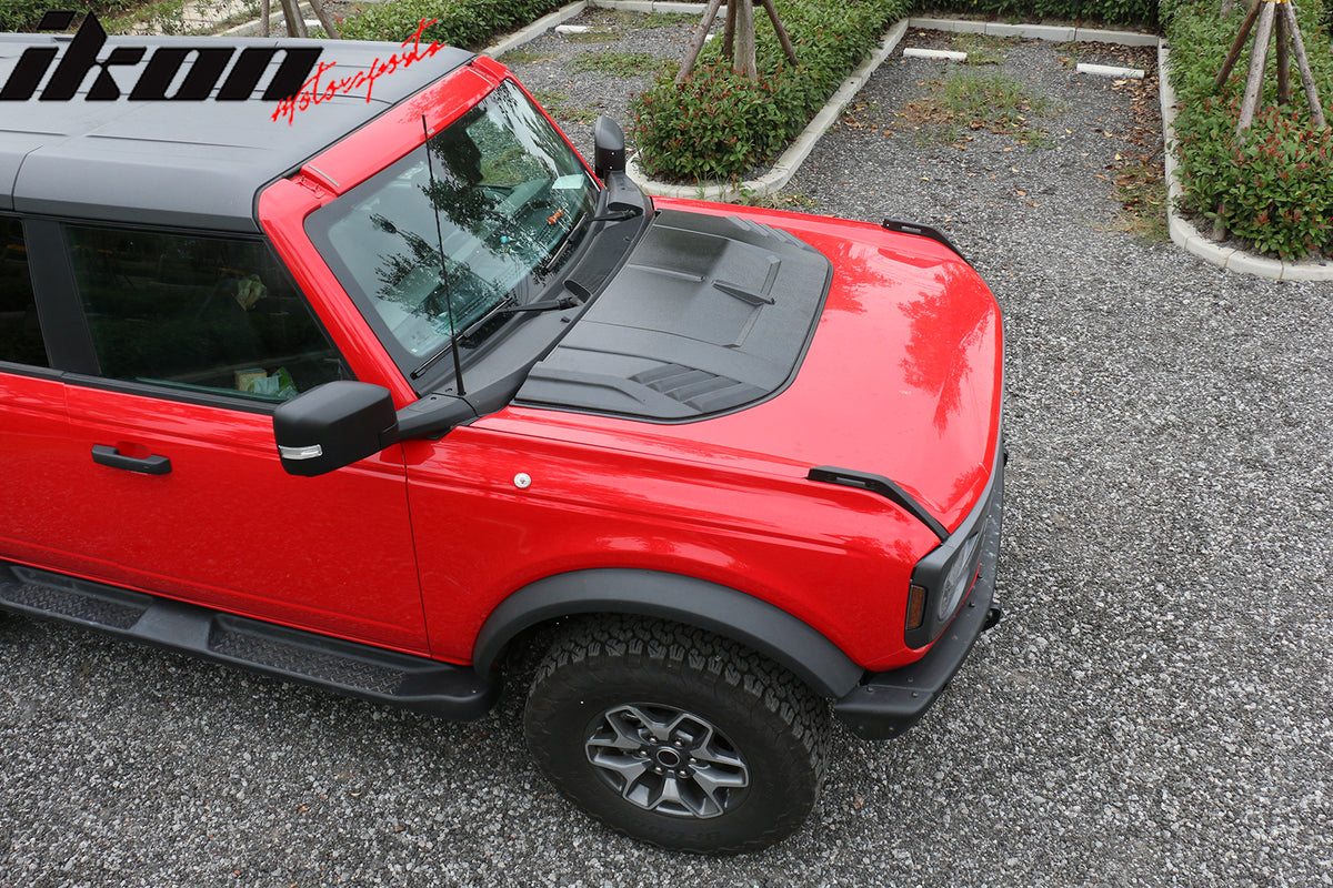 Fits 21-25 Ford Bronco Front Air Intake Hood Bonnet Cover Trim Sanded Black ABS