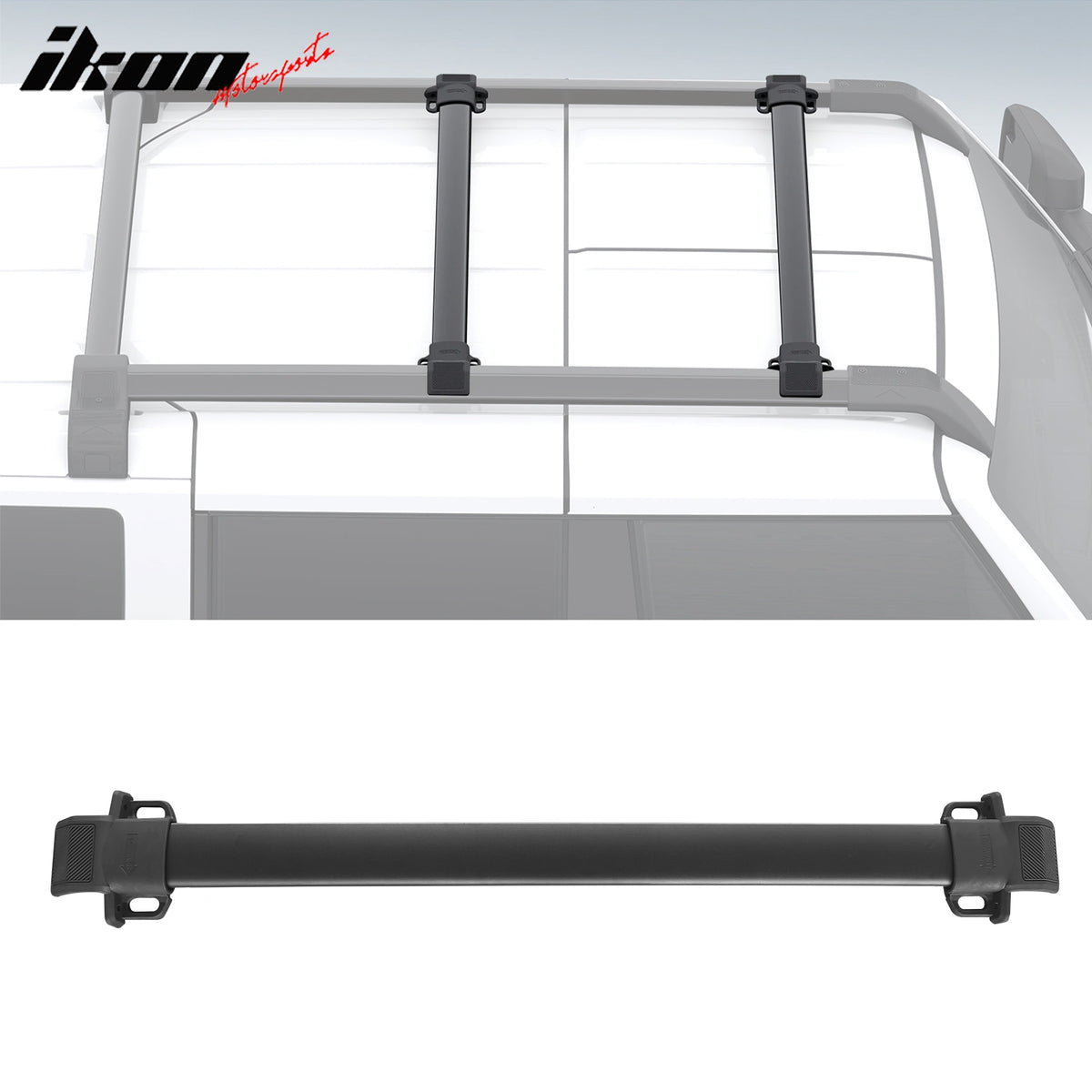 IKON MOTORSPORTS, Roof Rack Cross Bar Compatible With 2021-2026 Ford Bronco All Models, Black Top Roof Rack Cross Bar Cargo Luggage Carrier Aluminum 1PC