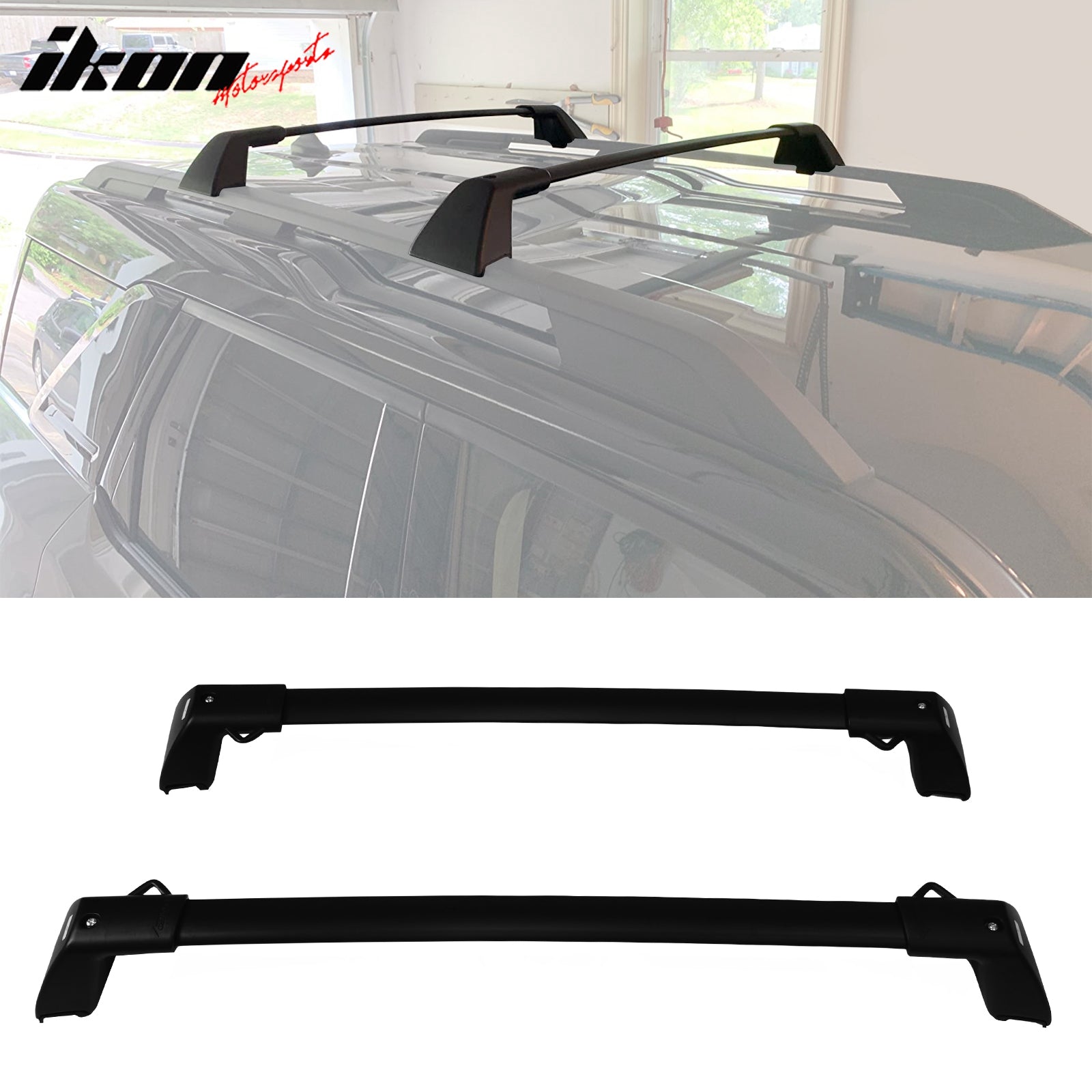 IKON MOTORSPORTS, Roof Rack Compatible With 2021-2025 Ford Bronco Sport All Models, Black Top Roof Rack Cross Bar Cargo Luggage Carrier Aluminum 6PCS