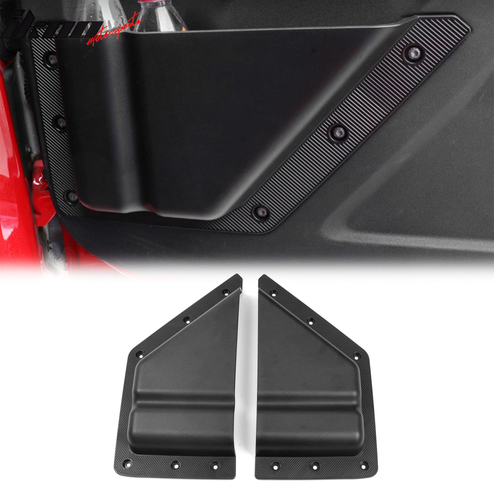 IKON MOTORSPORTS, Front Rear Door Storage Box Compatible With 2021-2025 Ford Bronco 4 Door, Black TPE+ABS Interior Rear Car Organizer Storage Pocket Box Accessories 4PCS