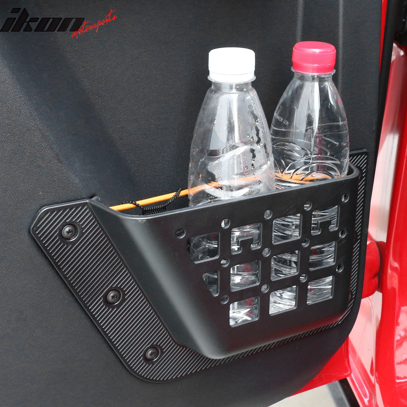 IKON MOTORSPORTS, Rear Door Storage Box Compatible With 2021-2025 Ford Bronco 4 Door, Black ABS Plastic Interior Rear Car Organizer Storage Pocket Box Accessories 2PCS