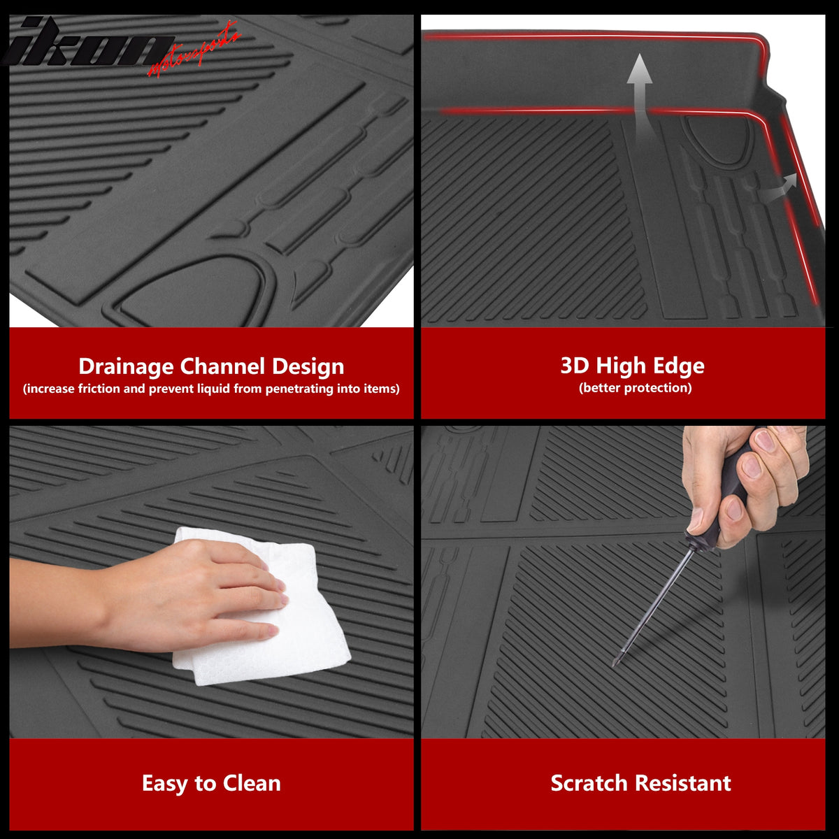 For 21-25 Ford Bronco 4Dr All Weather Rear Trunk Mat Cargo Floor Liner Black TPE