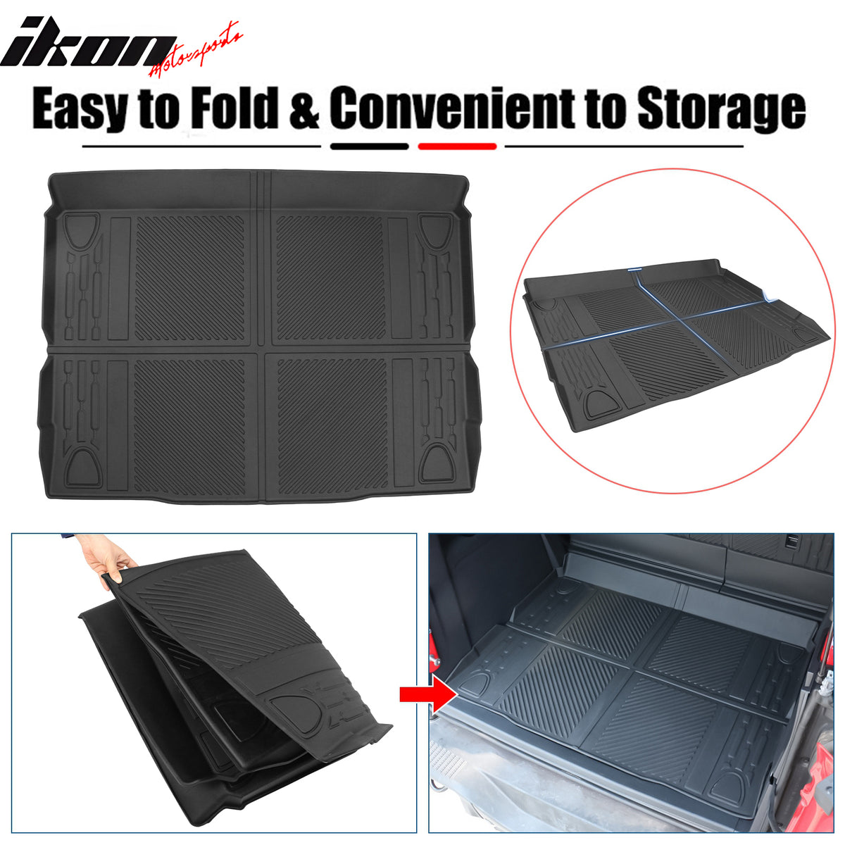 For 21-25 Ford Bronco 4Dr All Weather Rear Trunk Mat Cargo Floor Liner Black TPE
