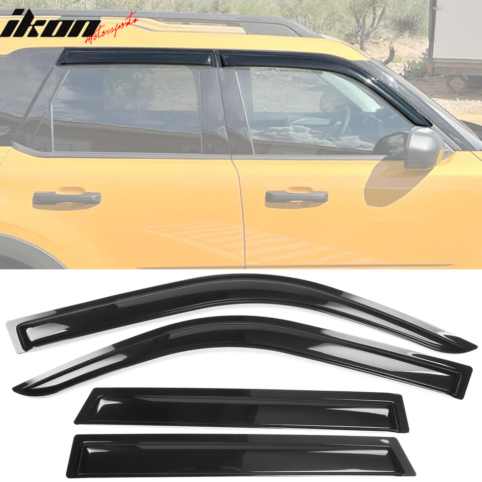 2021-2025 Ford Bronco Sport Slim Style Black Window Visors Acrylic 4PC