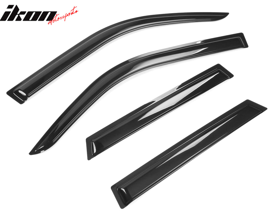 IKON MOTORSPORTS, Window Visors Compatible With 2021-2025 Ford Bronco Sport 4DR, Tape On Slim Style Acrylic Shade Rain Sun Guards Wind Vent Air Deflector, 2022