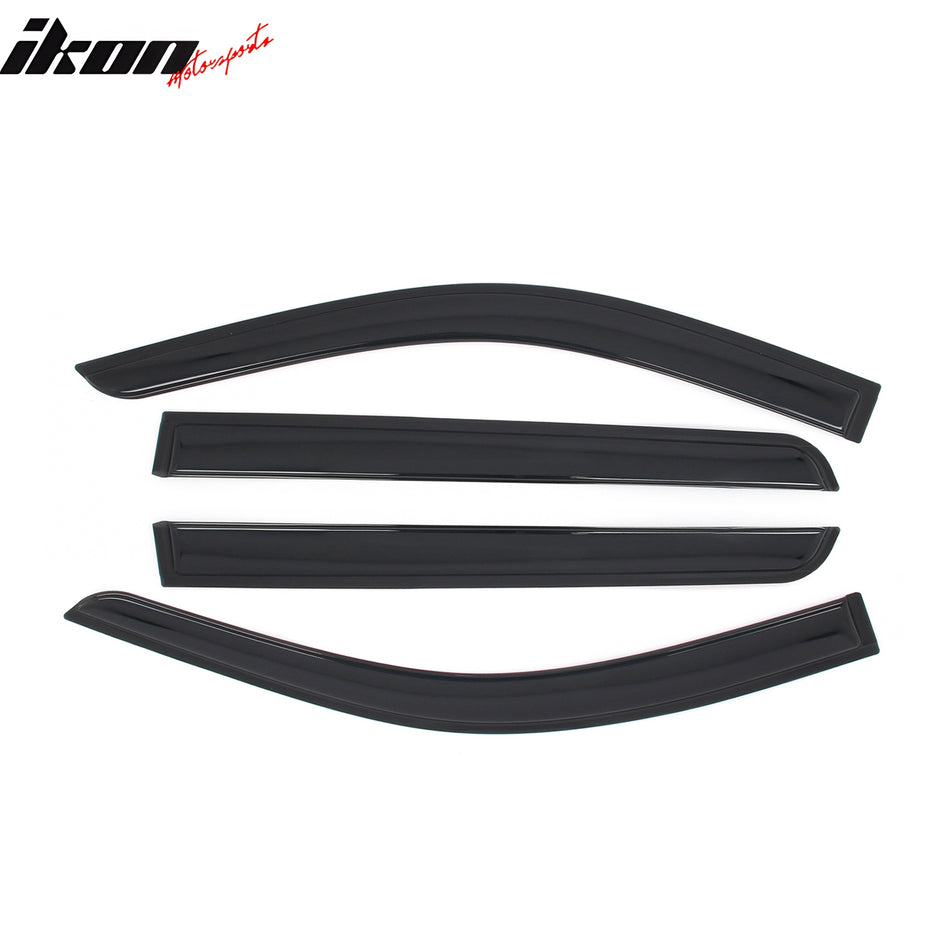 IKON MOTORSPORTS Tape on Window Visors Compatible with 2021-2025 Chevrolet Tahoe & GMC Yukon, Acrylic Smoke/Tinted Rain Guards, Side Window Wind Deflectors 4PCS