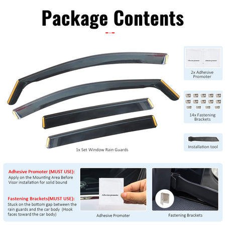 Fits 21-26 Hyundai Elantra N Window Visors Injection PC In-Channel Deflectors
