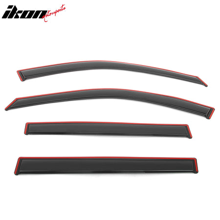 IKON MOTORSPORTS In Channel Window Visors Compatible with 2021-2025 Jeep Grand Cherokee L, Slim Style Acrylic Smoke Rain Guards, Side Window Wind Deflectors 4PCS