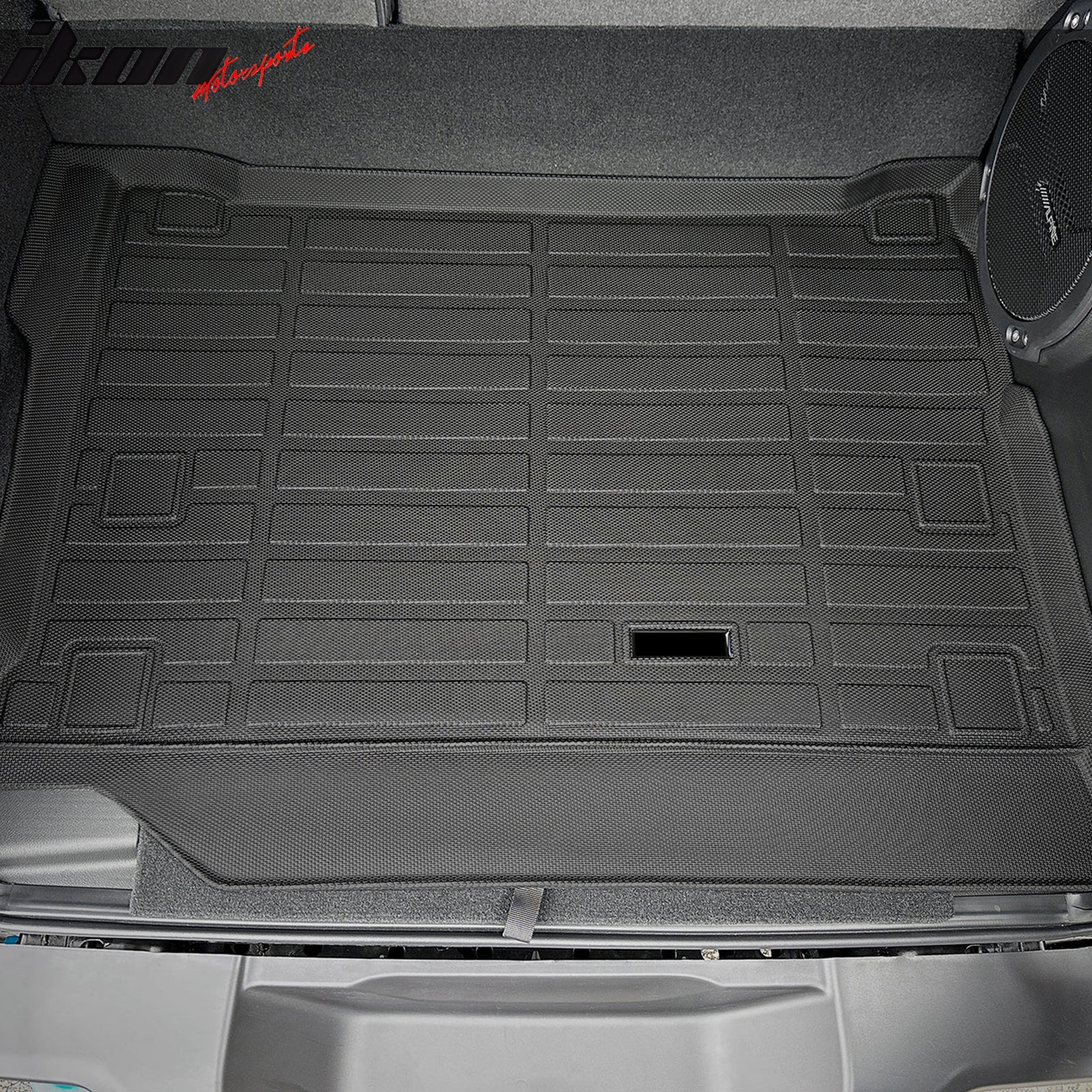IKON MOTORSPORTS TPE Cargo Trunk Liner, Compatible with 2021-2025 Jeep Wrangler 4xe, Custom Fit All Weather Protection Heavy Duty Rear Trunk Tray Cargo Mats Protector, Black