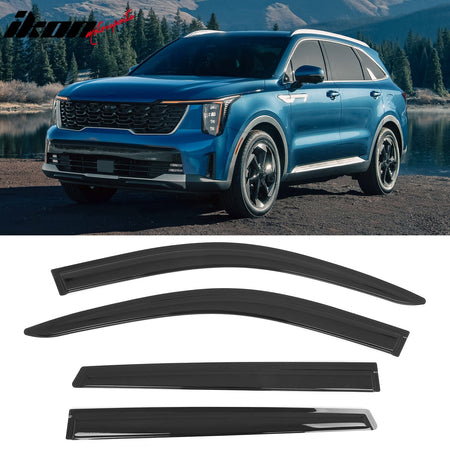 2021 - 2025 Kia Sorento 4PCS Tape on Window Visors Vent Rain Sun GuardsIkon Motorsports