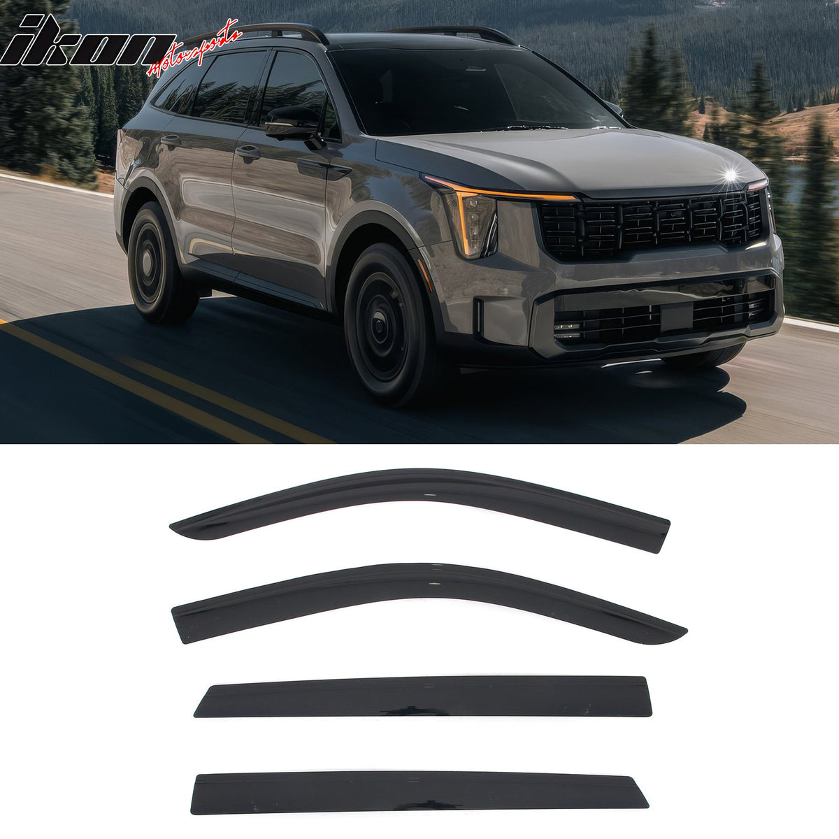 2021 - 2025 Kia Sorento Low Profile Style Tape on Window Visors GuardsIkon Motorsports