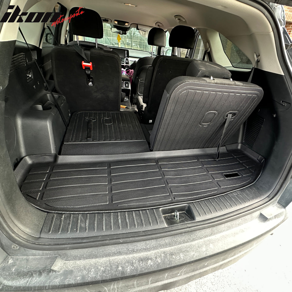 IKON MOTORSPORTS 3D TPE Backrest Mats, Compatible with 2021-2025 Kia Sorento& 2021-2025 Sorento Hybrid& 2022-2025 Sorento Plug-In Hybrid, All Weather Rear Seat Back Mat Cover Protector, Black