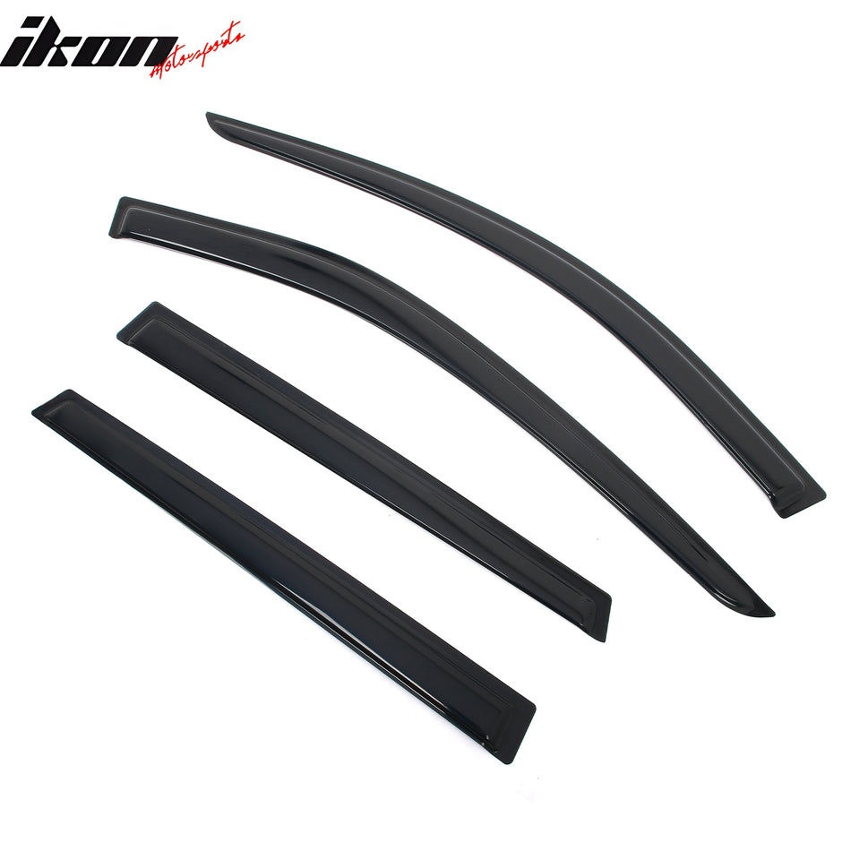 IKON MOTORSPORTS Tape on Window Visors Compatible with 2021-2025 Nissan Rogue, Acrylic Smoke/Tinted Rain Guards, Side Window Wind Deflectors 4PCS