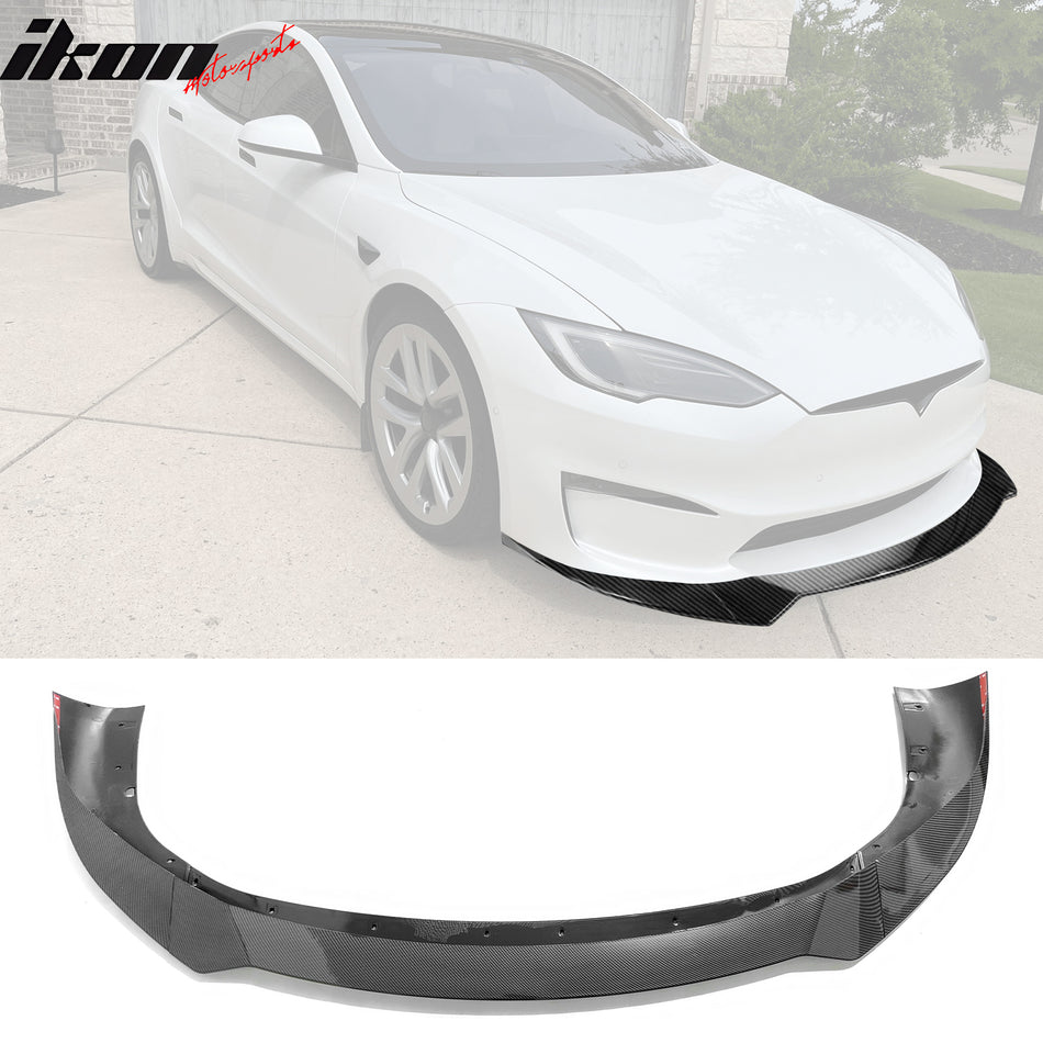 2021-2025 Tesla Model S Track Pack Front Bumper Lip Carbon Fiber Print