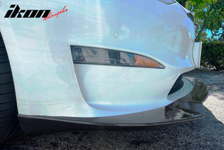 Fits 21-25 Tesla Model S Track Pack Style Front Bumper Lip Carbon Fiber Print