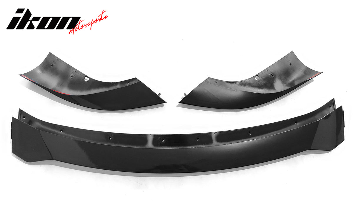 Fits 21-25 Tesla Model S Track Pack Style Front Bumper Lip Gloss Black 3PC Kit