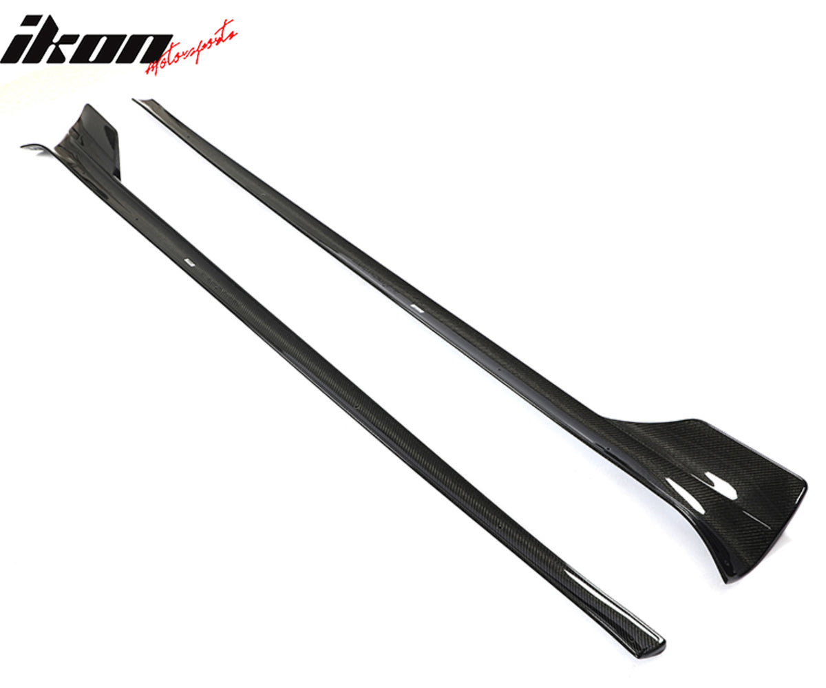 Fits 21-25 Tesla Model S Revozport Gloss Carbon Fiber Side Skirts Splitter Panel