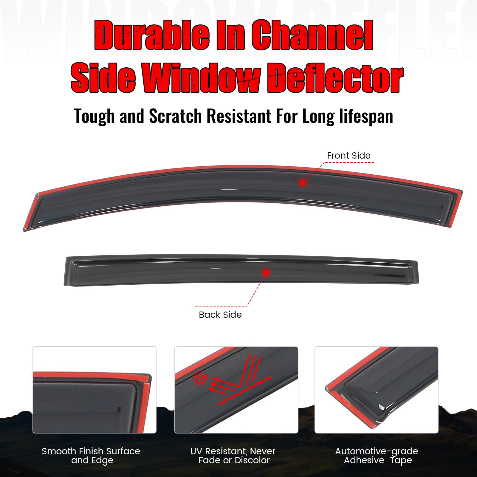Fits 21-26 Toyota Sienna Acrylic Window Visors In Channel Rain Vent Deflectors