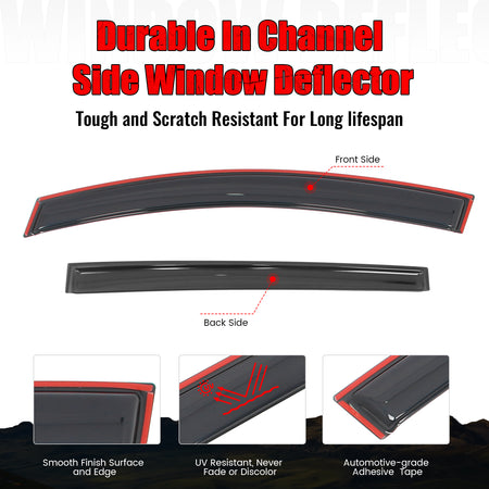 Fits 21-26 Toyota Sienna Acrylic Window Visors In Channel Rain Vent Deflectors