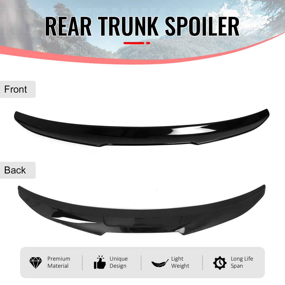 Fits 2021-2026 BMW G26 4 Series Gran Coupe i4 PSM Trunk Spoiler Gloss Black ABS
