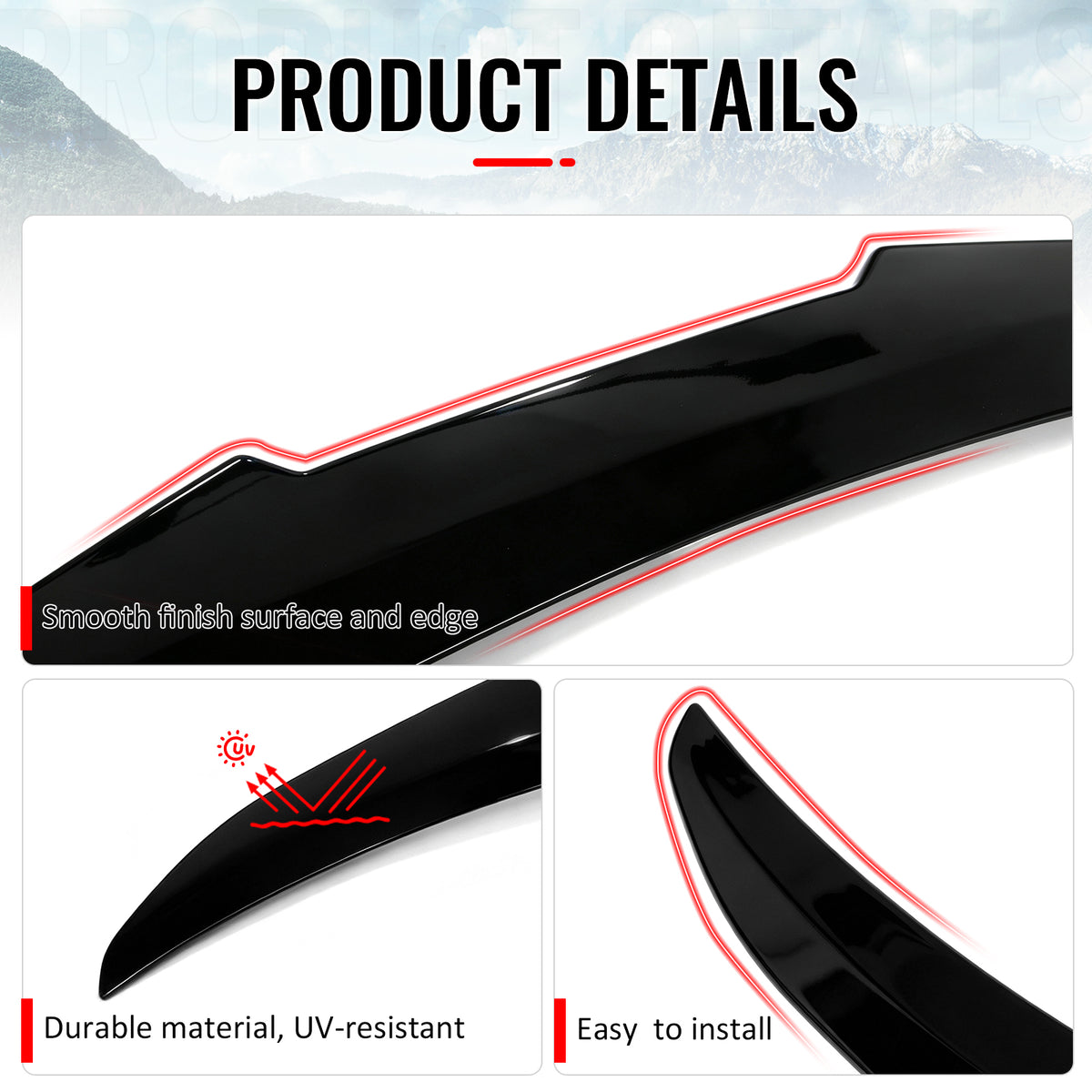 Fits 2021-2026 BMW G26 4 Series Gran Coupe i4 PSM Trunk Spoiler Gloss Black ABS