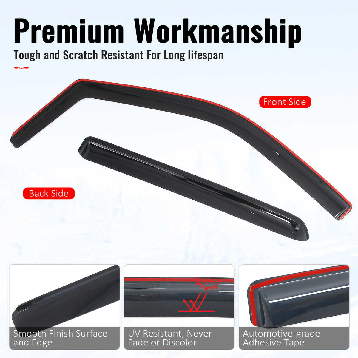 Fits 21-26 Ford F-150 & 23-26 F-250 Super Duty Crew Cab In-Channel Window Visors