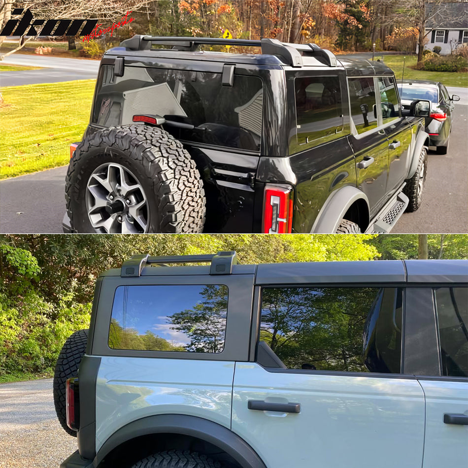 IKON MOTORSPORTS Roof Rack W/ Cross Bars, Compatible with 2021-2026 Ford Bronco 4-Door (Only Fit Hardtop Models), Aluminum ABS Black Cargo Rooftop Luggage Crossbars Carrier