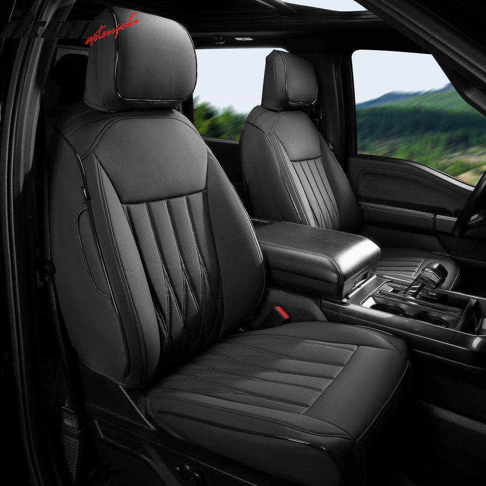 2021-2026 Ford F150 22-25 F250-F450 Crew Cab Front Seat Covers Black